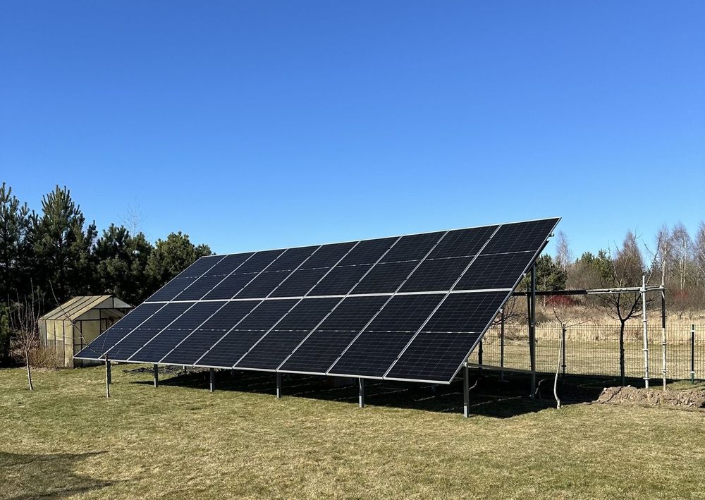 Antžeminė saulės elektrinė tarp pušų